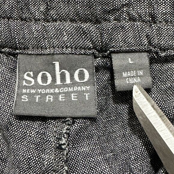 Soho Street NY&C Women's Large Linen Blend 3" Inseam Drawstring Shorts Gray - Picture 4 of 11